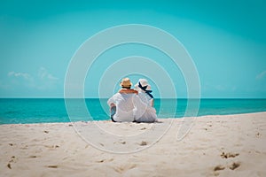 Happy romantic loving couple on tropical beach