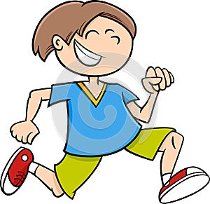 Happy running boy cartoon