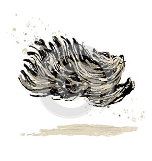 Happy runnung playful puli dog illustration
