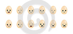 Happy and sad egg emoji set