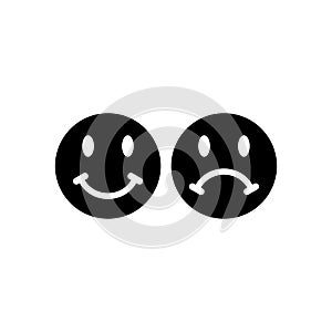 happy and sad face icon vector on white background