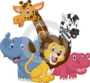 Happy safari animal cartoon