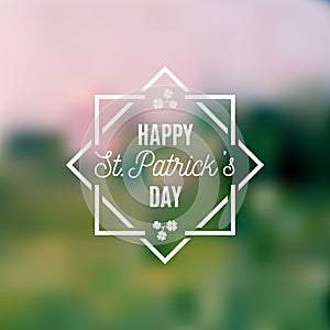Happy Saint Patrick`s Day design poster with square frame isolated on blur background. Vector illustration