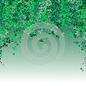 Happy Saint Patrick`s day Festival. Irish celebration .Green clover shamrock leaves on isolate background for poster, greeting car