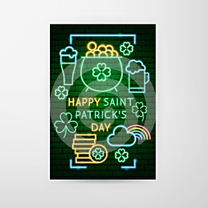 Happy Saint Patrick's Day Neon Flyer