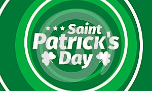 Happy Saint Patricks Day. Traditional irish holiday. Celebrate in March 17. Clover and shamrock leaves. Green and orange. Poster