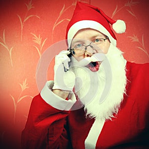 Happy Santa Claus with Cellphone