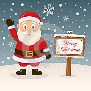 Happy Santa Claus & Merry Christmas Sign