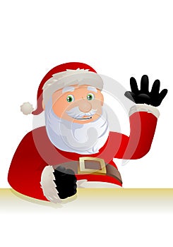 Happy santa claus say hi on isolated white background