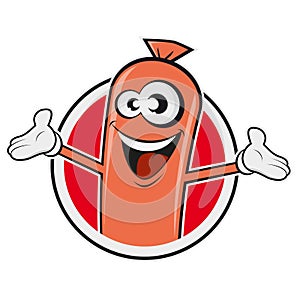 Happy sausage in a badge