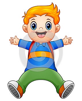 Happy school boy cartoon