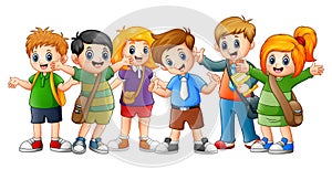 Happy school kids cartoon