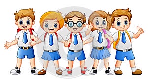 Happy school kids cartoon