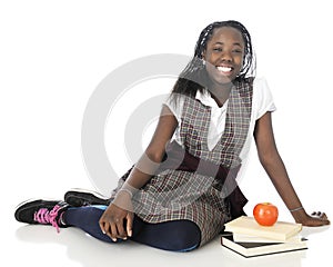 Happy Schoolgirl in Uniform