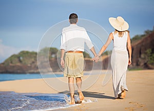 Happy senior couple on the beach. Retirement Luxury Tropical Res