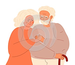 Happy senior couple concept vector. Feeling happy of grandfather and grandmother