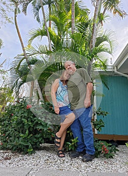 Happy senior couple in garden