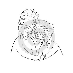 Happy senior couple. Grandmother and grandfather. Vector