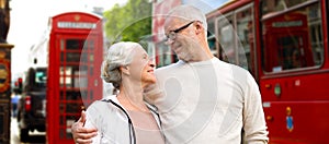 Happy senior couple on london street in england