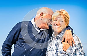 Happy senior couple in love at retirement - Joyful elderly lifestyle photo