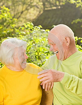 Happy senior couple outdoors