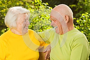 Happy senior couple outdoors