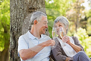 Glücklich Braten sekt auf der 