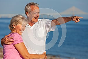 Happy Senior Couple on a Tropical Beach