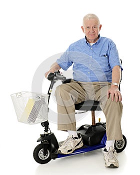 Happy Senior on His Scooter photo