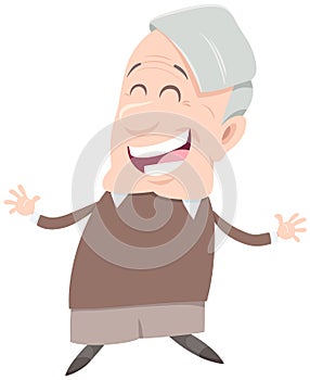 Happy senior man character cartoon illustration