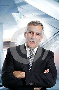 Happy senior suit businessman smiling office