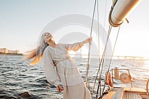 Happy senior woman wearing dress