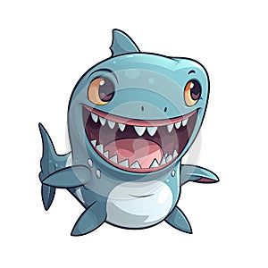 Happy Shark Sticker On Isolated Tansparent Background, Png, Logo. Generative AI