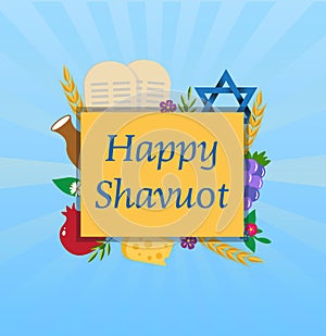 Happy Shavuot Jewish holiday greeting card vector image