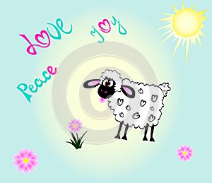 Happy Sheep Love Peace Joy