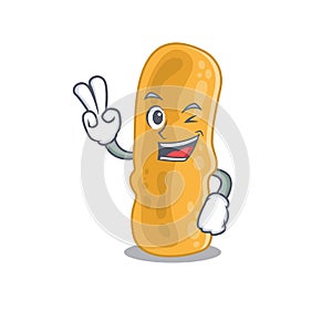 Happy shigella flexneri cartoon design concept with two fingers photo