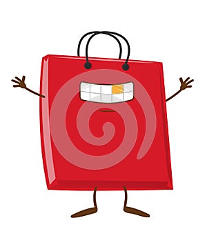 Happy Shopping bag  cartoon character