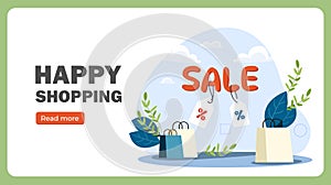 Happy shopping vector poster