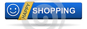 Happy shopping web button blue on white