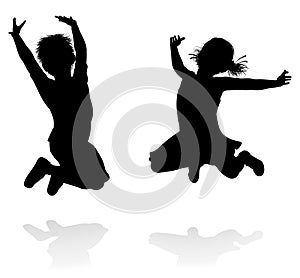 Happy Silhouette Kids Jumping photo