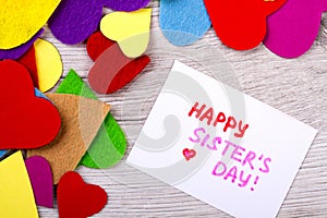 Happy Sister`s Day greeting card.