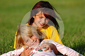 Happy sisters having fun