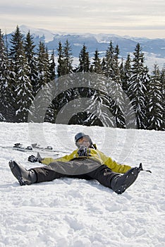 Happy skier enjoying the snow