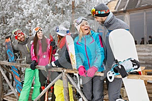 Happy skiers together