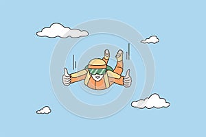 Happy skydiver jump with parachute