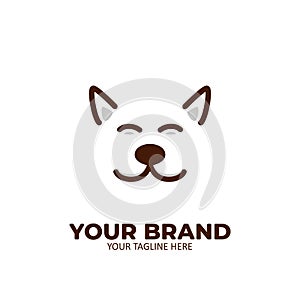 Happy smile animal dog face logo icon outline line style