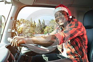 Happy Smile Confidence Young Man Truck Driver In Business Long transport.