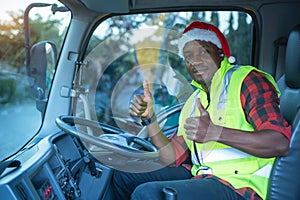 Happy Smile Confidence Young Man Truck Driver In Business Long transport.