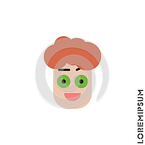 Happy Smile Eyes Open with raised eyebrow Emoticon boy, man Icon Vector Illustration. color Style. Smile vector icon, happy symbol