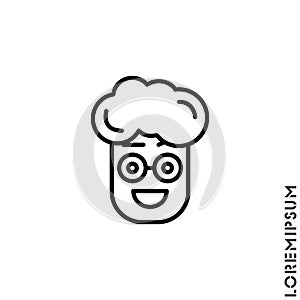 Happy Smile Eyes Open with a raised eyebrow Emoticon boy, man Icon Vector Illustration. Outline Style. Smile vector icon, happy